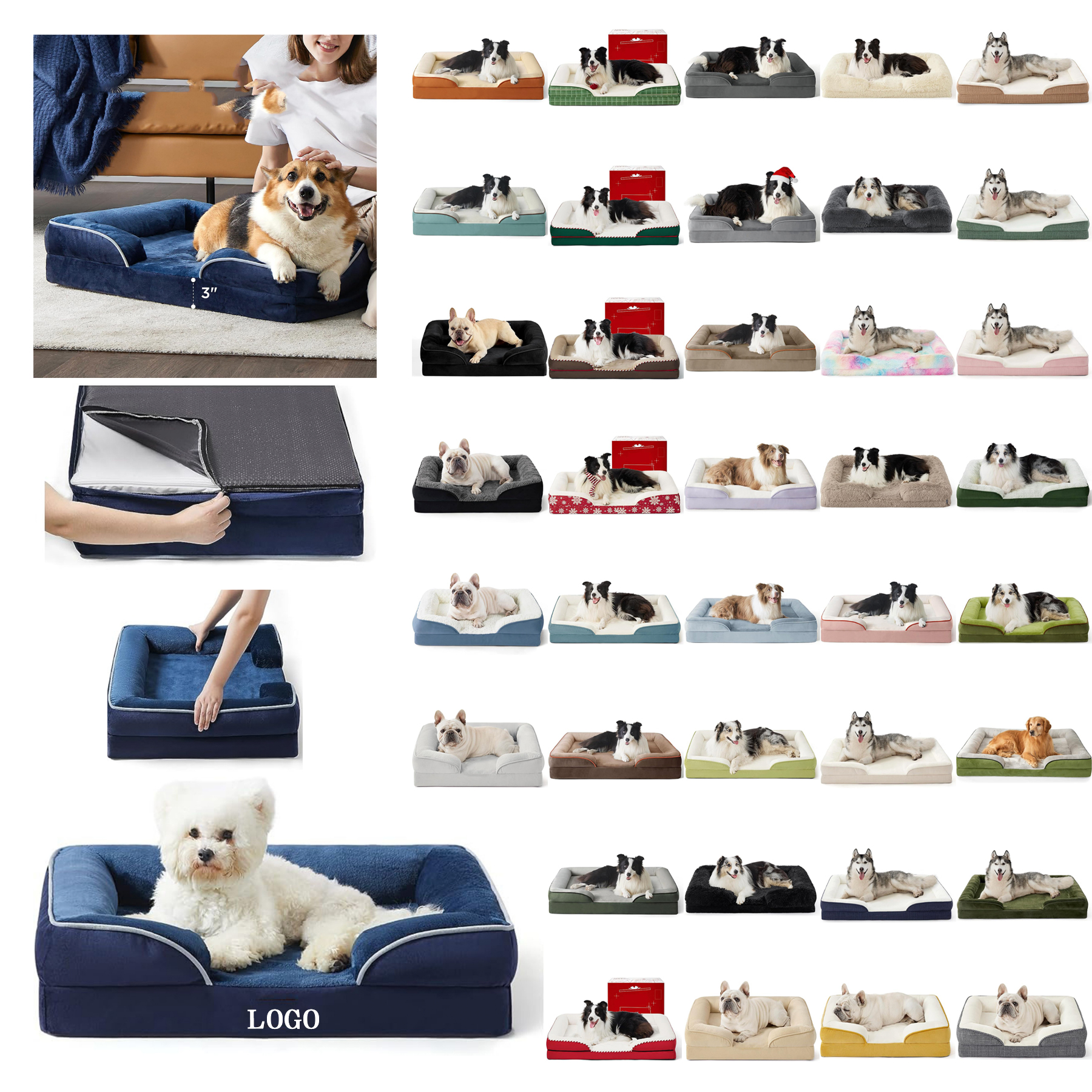 Washable Cover Orthopedic Waterproof Dog Sofa Bed 25
