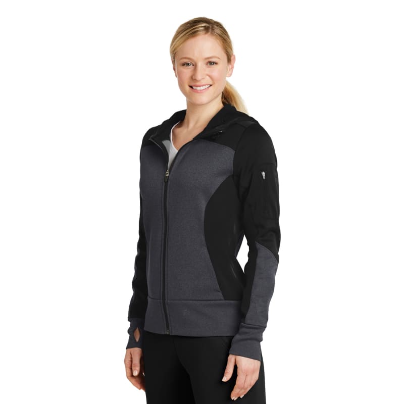 Sport-Tek Women's Tech Fleece Colorblock Full-Zip Hooded Jacket. 18