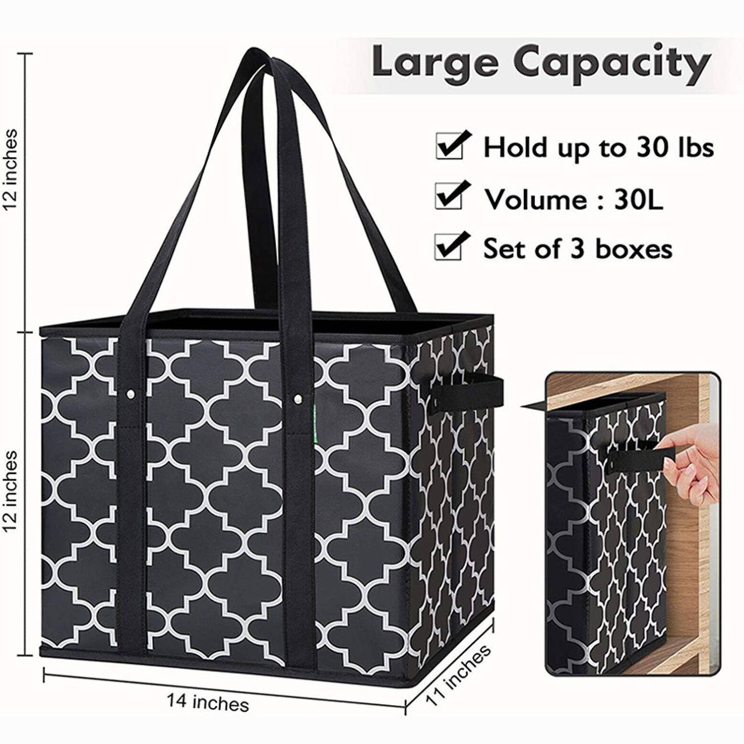 30L Waterproof Foldable Non Woven Grocery Bag for Shopping 8
