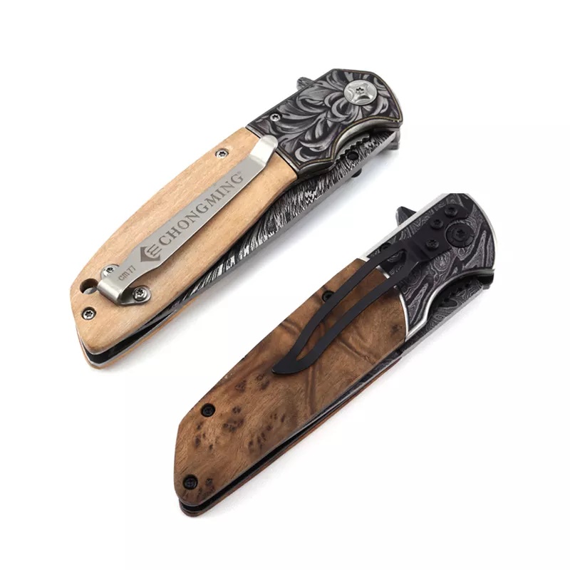ApexBlade - Olive Wood Folding Pocket Knife With Stainless Steel Blade Antique Full Color Optional 10
