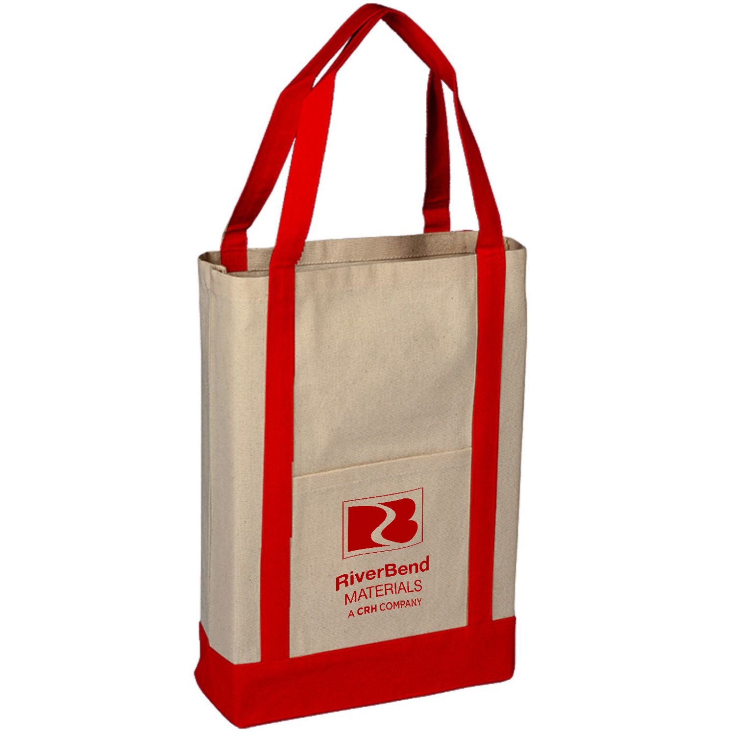100% Cotton Heavy Canvas Two Tone Tote Bag w/ Pocket USA Decorated (14" x 16") 2