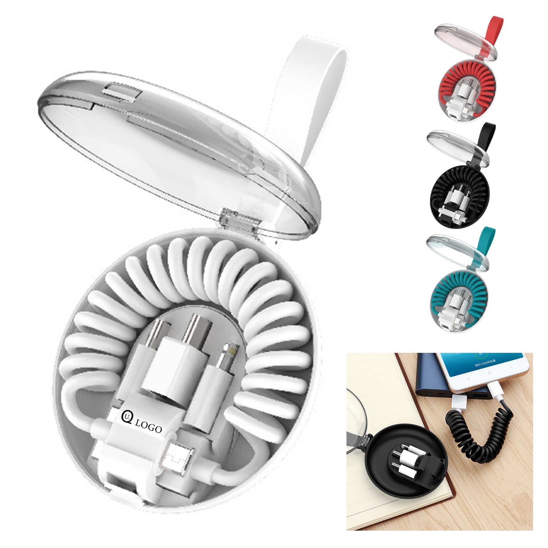 Three-In-One Spring Charging Cable