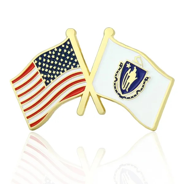 Stock Crossed Flag Pin (USA & USA) 32