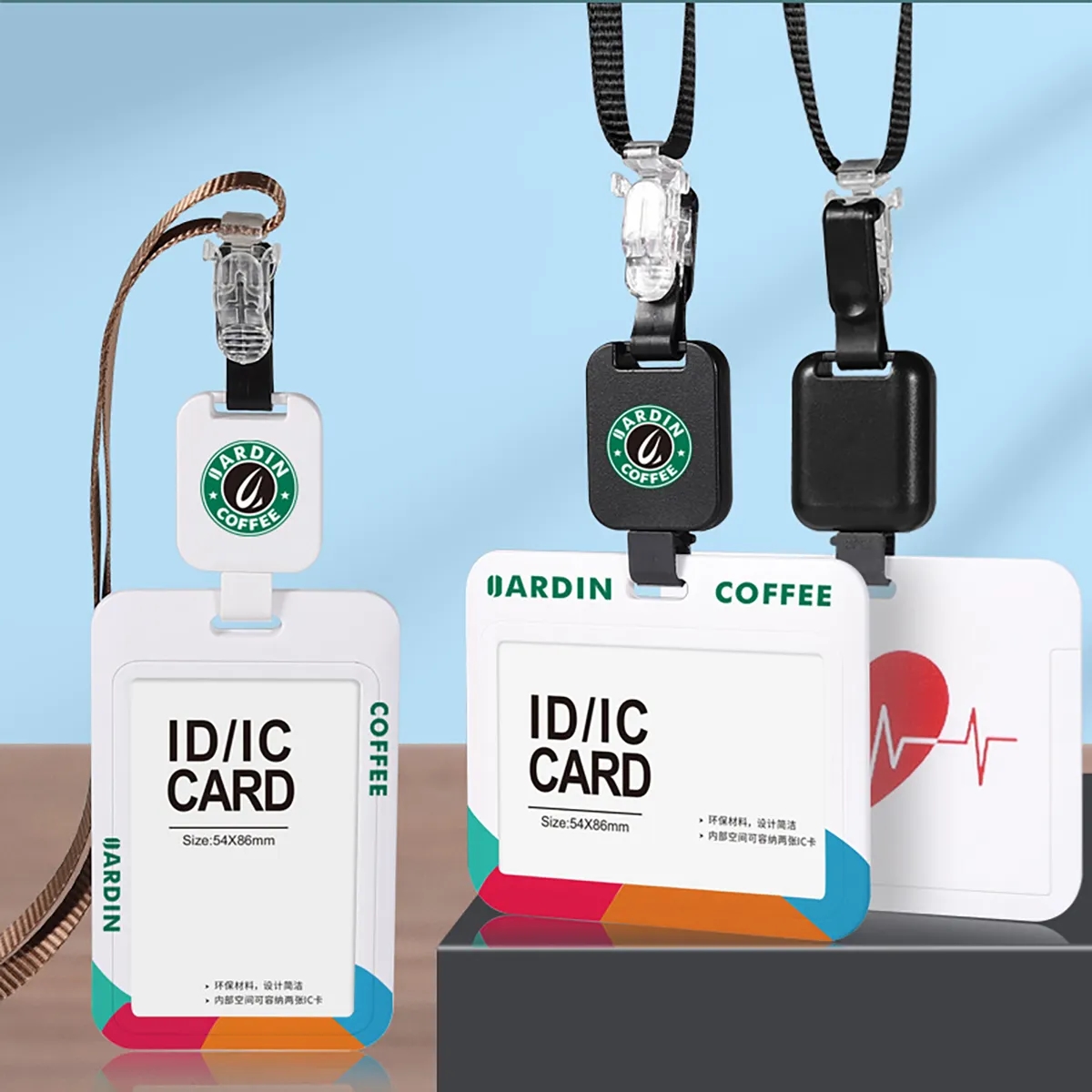 Retractable Badge Reel with Hard Plastic ID Card Holder 3