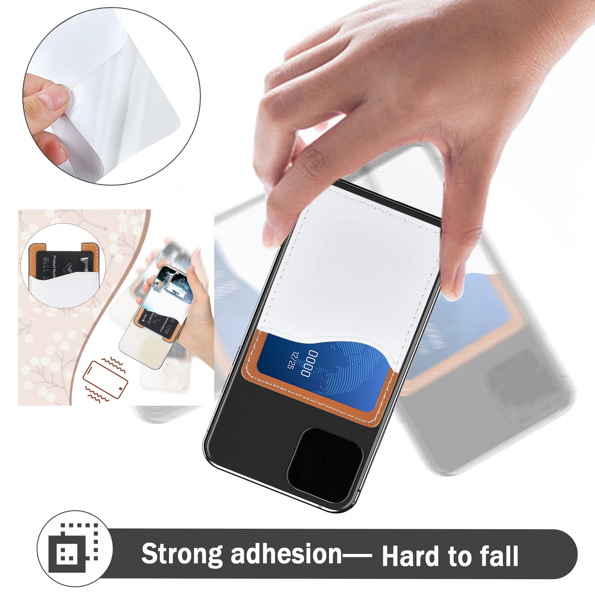 PU Leather Phone Card Holder with Adhesive Back 3