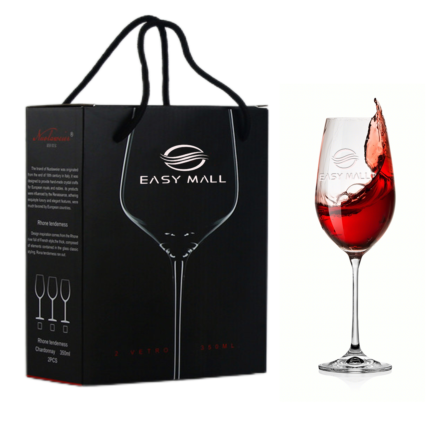 12oz Italian Style Crystal Bordeaux Wine Glasses 2