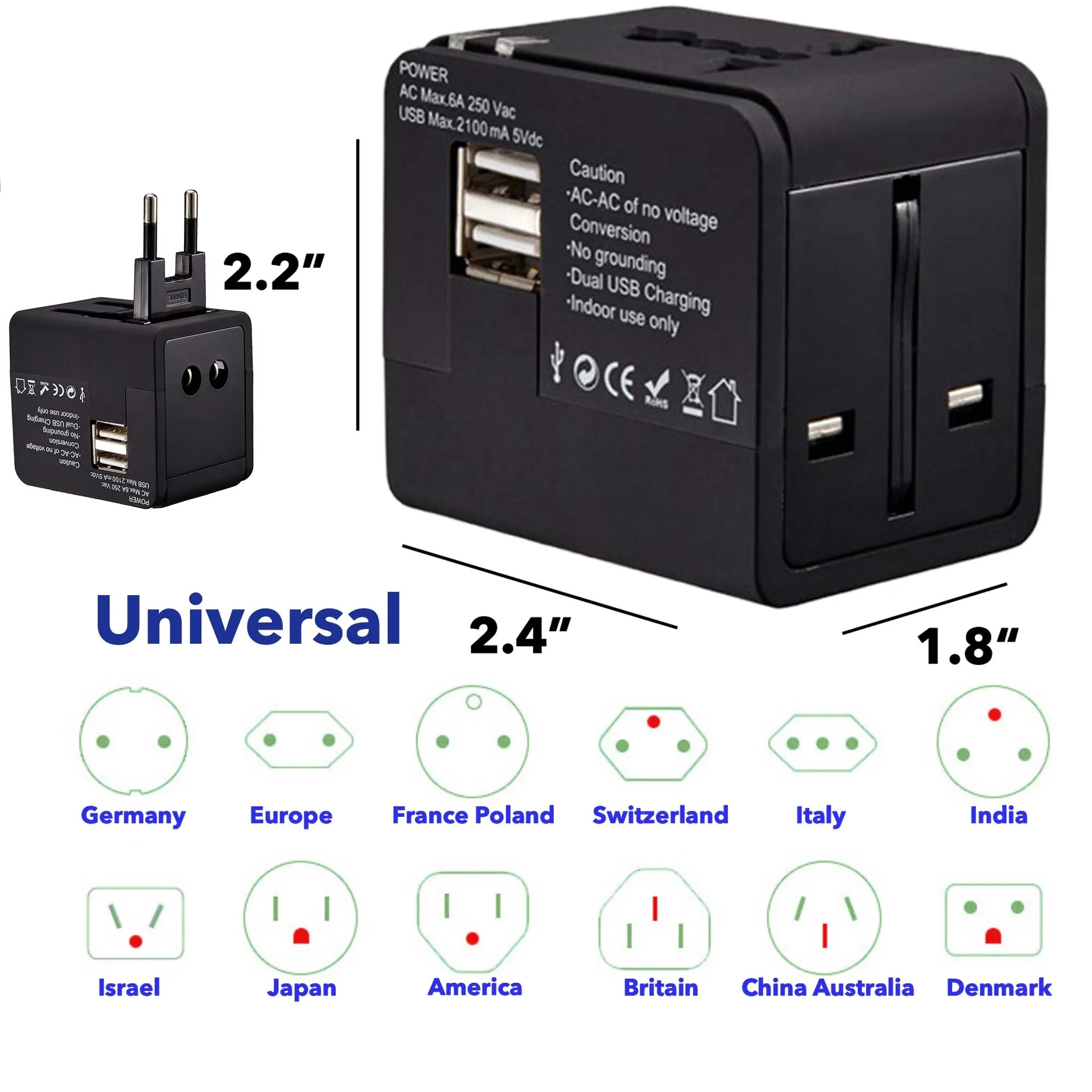 MOQ50 Travel Adapter Wall Charger European Plug 3