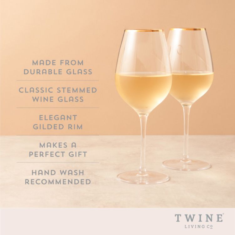 Twine Living® Gilded Stemmed Wine Glass, set of 2 10