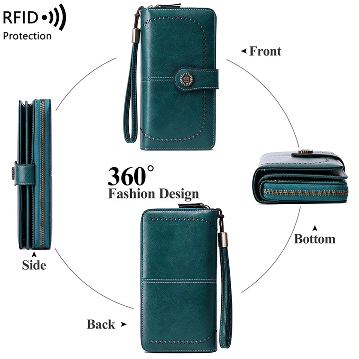 Women'S Wallet Leather Trifold Card Holder 4