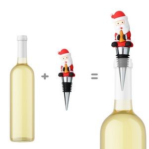 Festive Santa Claus PVC Wine Cork Bottle Stopper 2