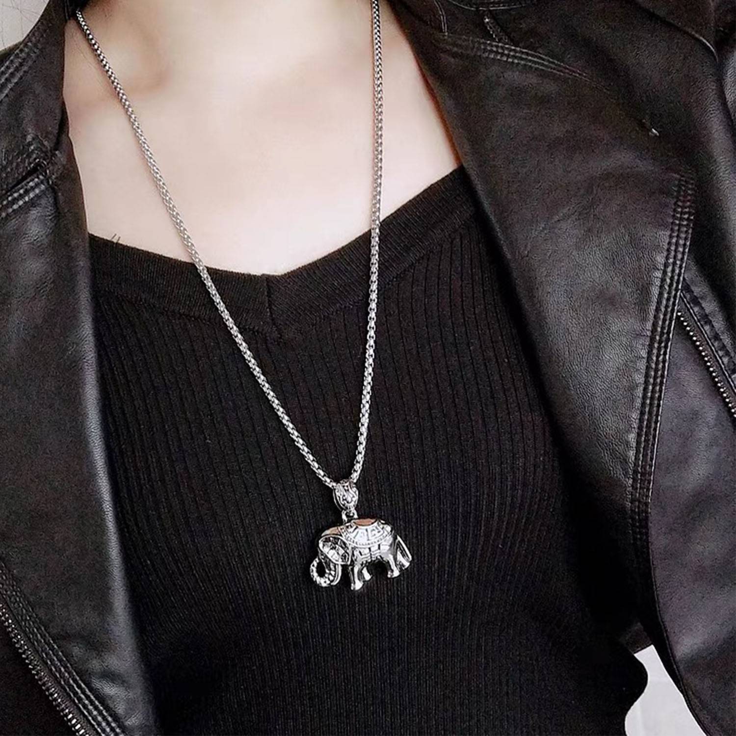 Titanium Steel Elephant Necklace 4