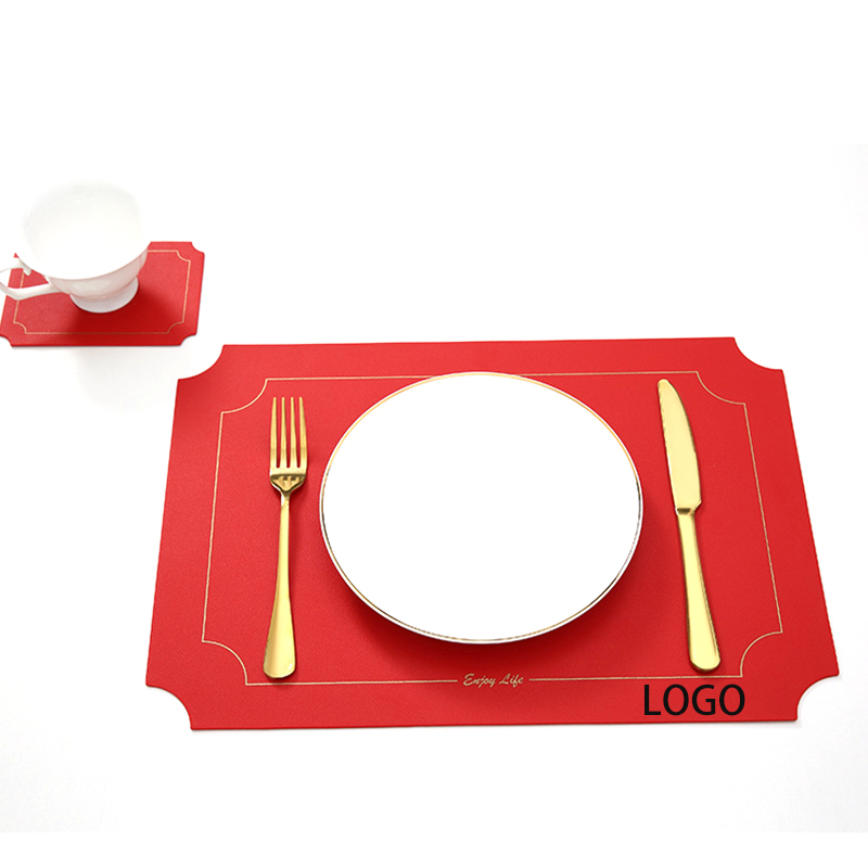 Water and oil resistant leather placemat with coasters 2