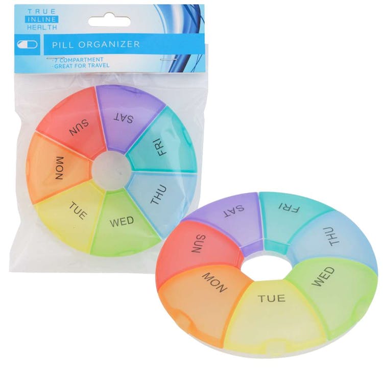 7 Day Round Pill Organizer - 4.75" 2