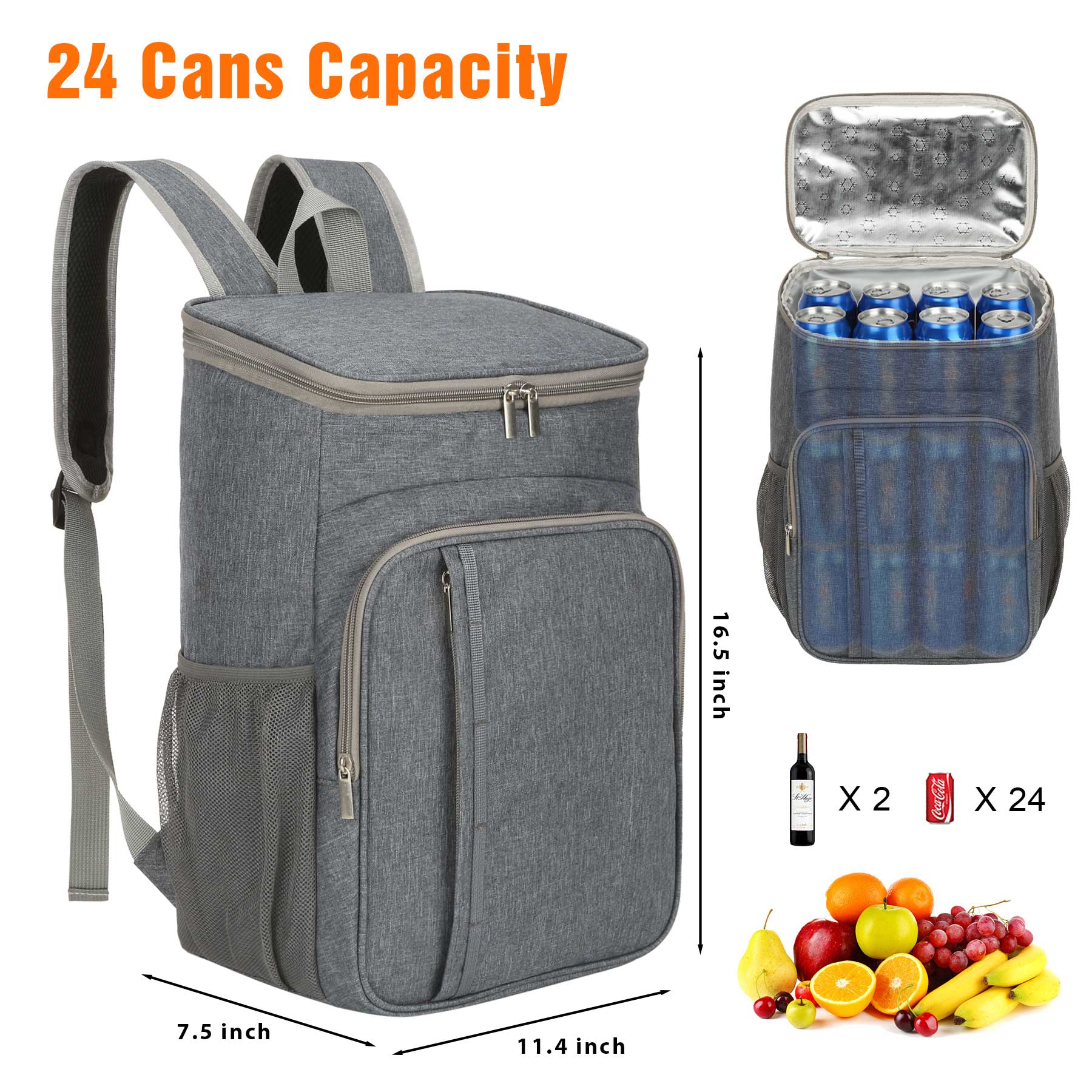 24 Can Insulated Backpack Cooler Bag 8