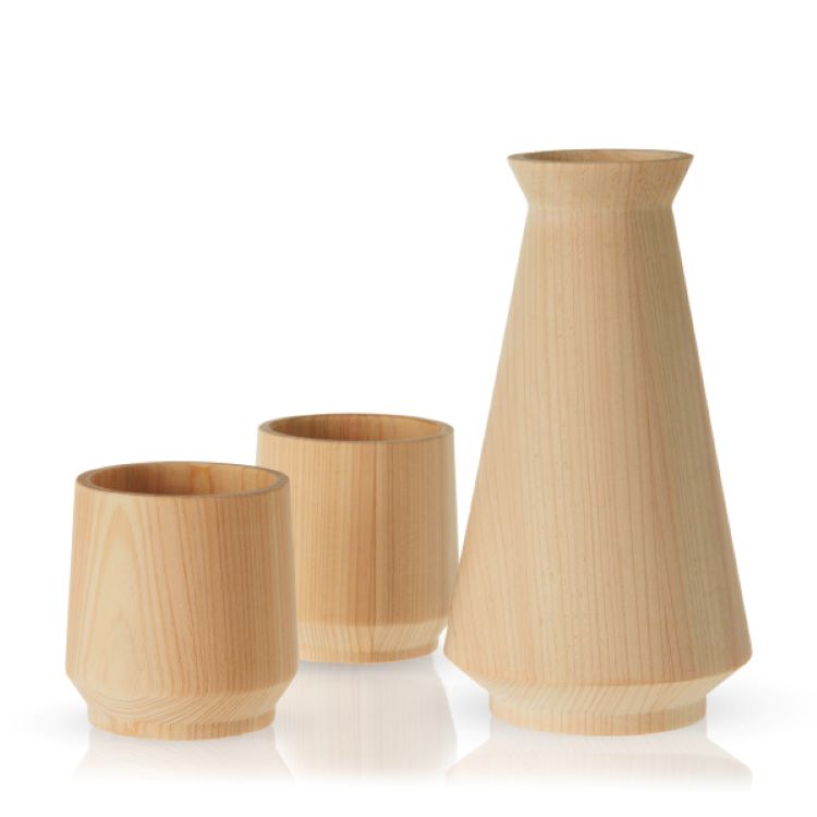 Viski® 3-Piece Hinoki Cypress Sake Set 5