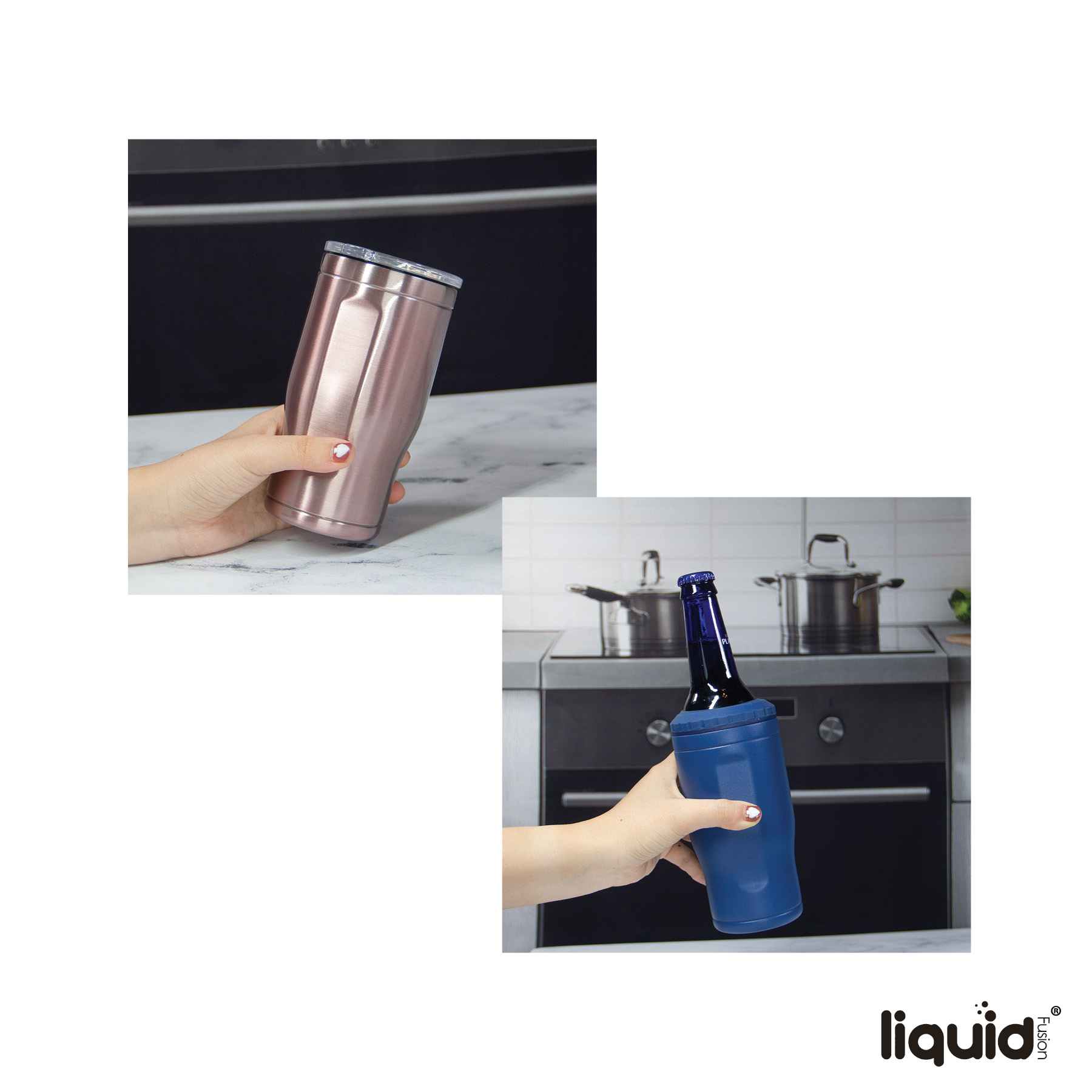 Liquid Fusion® Icy Bev Kooler® 4-In-1 Double Wall Stainless Steel Can Cooler / Tumbler 2