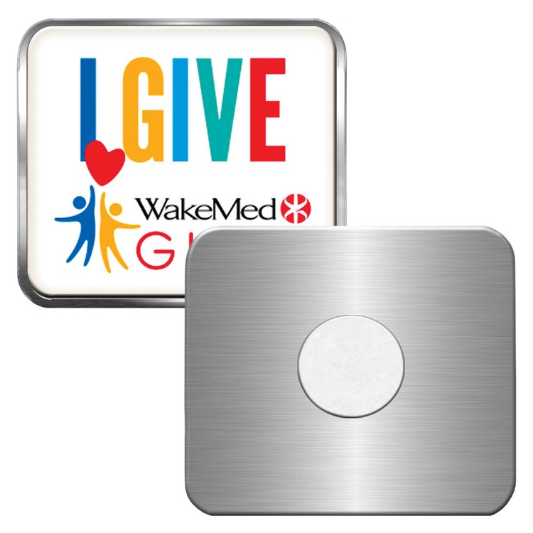 Express Vibraprint 1 1/4" x 1" Rectangle Lapel Pin With Rounded Corners and Magnet Back 1