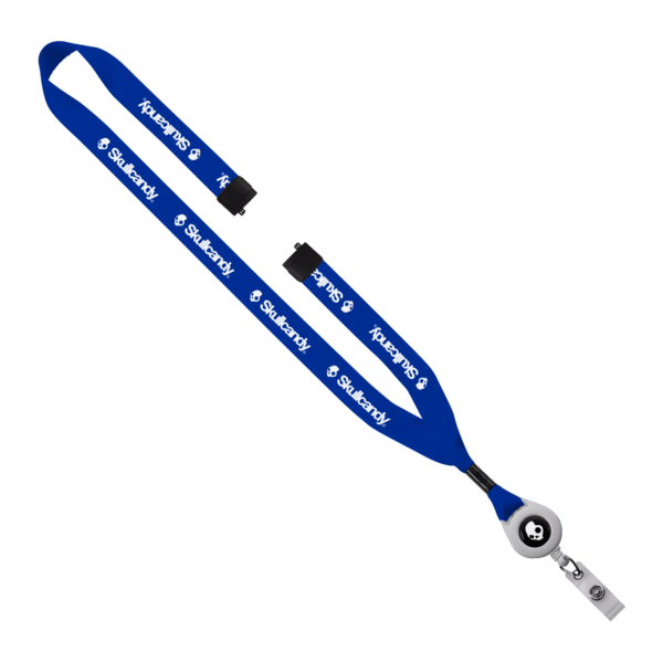 3/4" Polyester Lanyard with Metal Crimp & Retractable Badge Reel 36