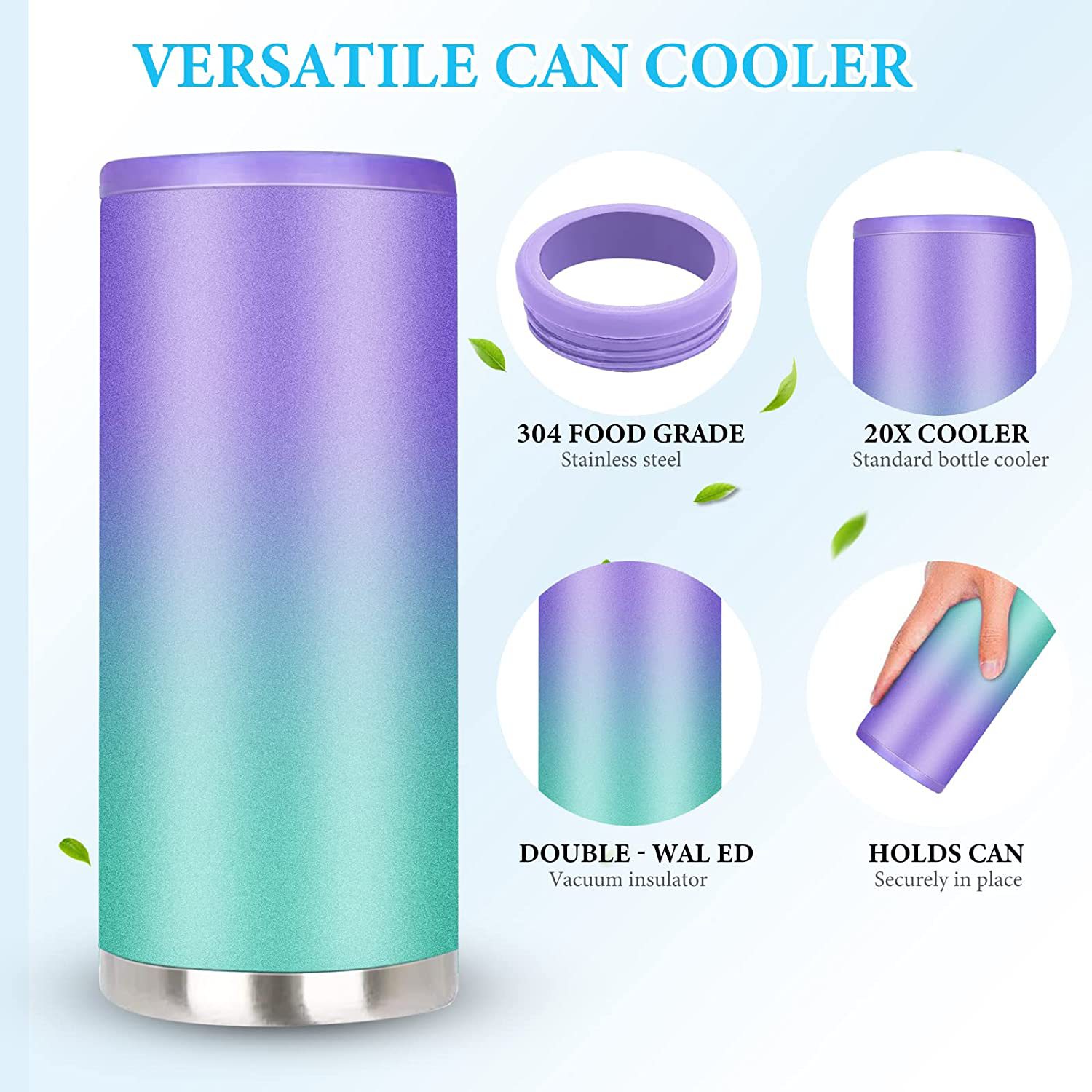 4 in 1 Insulated Slim Can Cooler for 12 OZ Cans and Beer Bottle 8