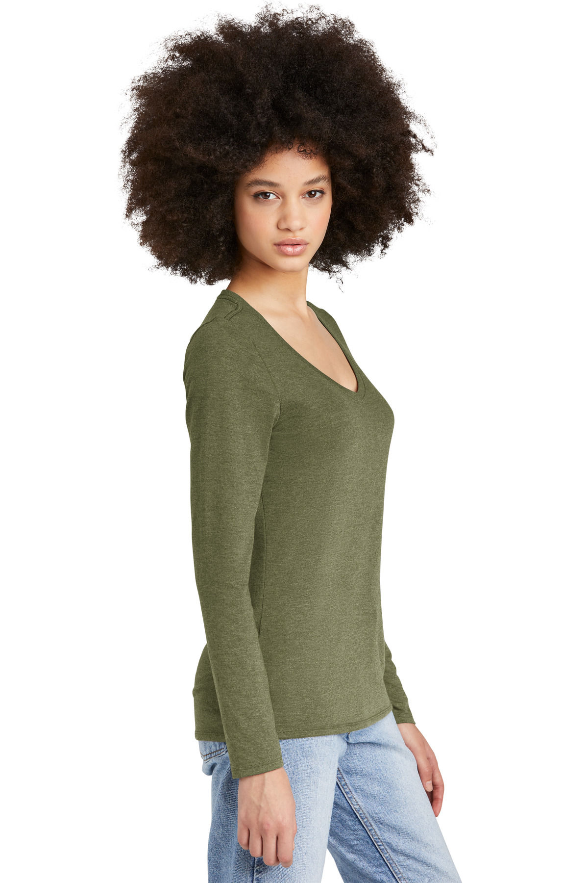 District Women's Perfect Tri Long Sleeve V-Neck Tee DT135 67