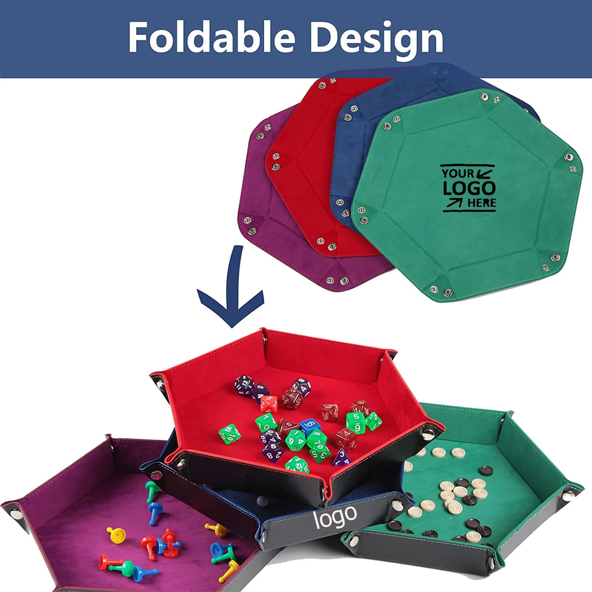 PU Foldable Leather Dice Trays