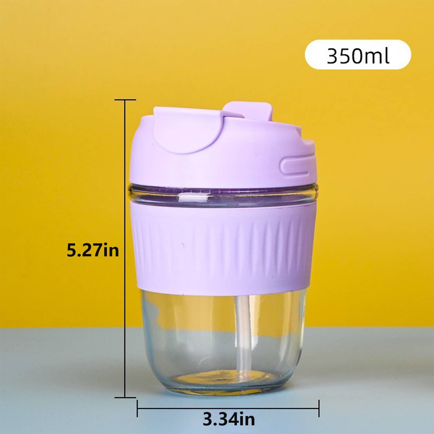 12 Oz Large Capacity Glass Water Bottle With Straw 3