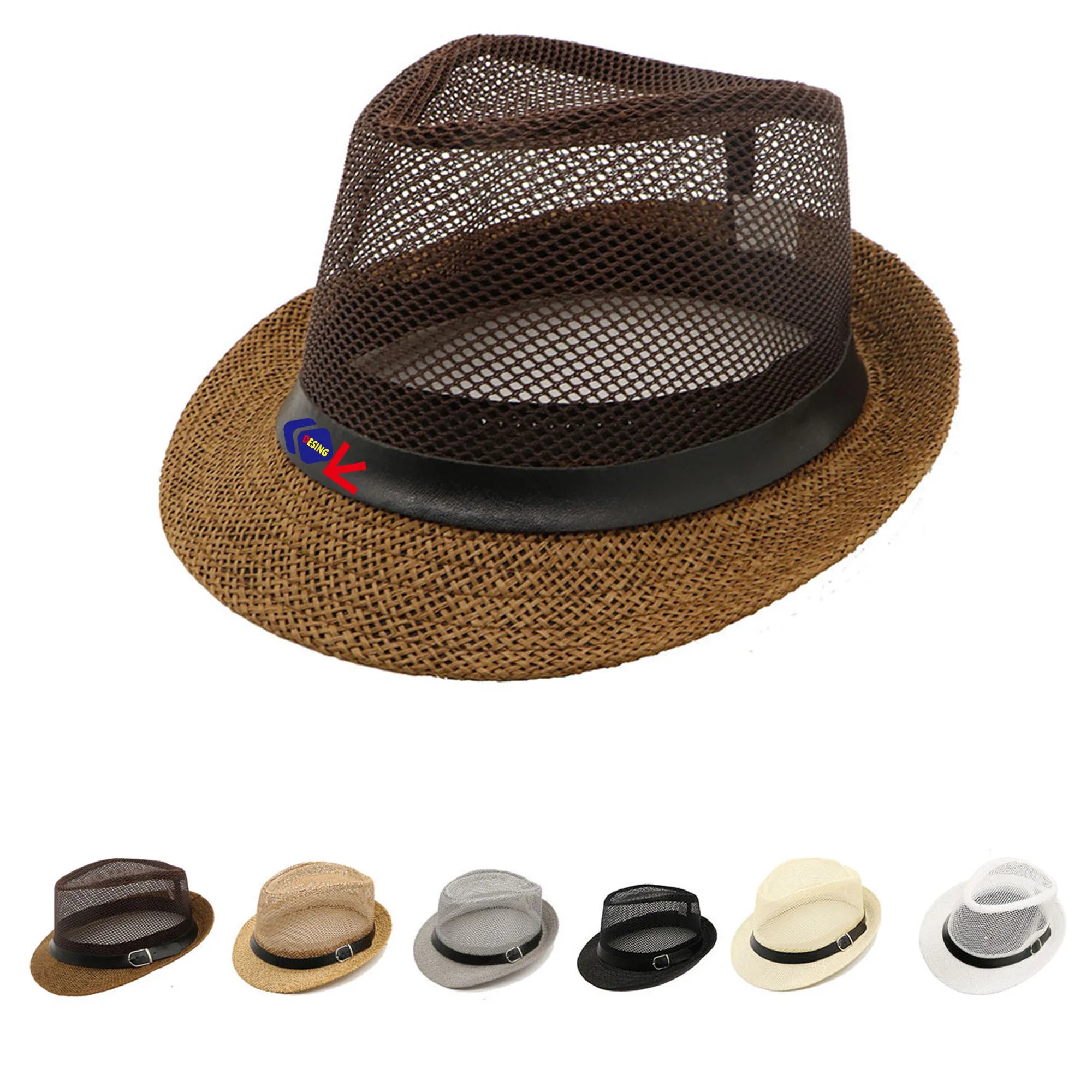 Mesh Crown Summer Panama Fedora Hat 3