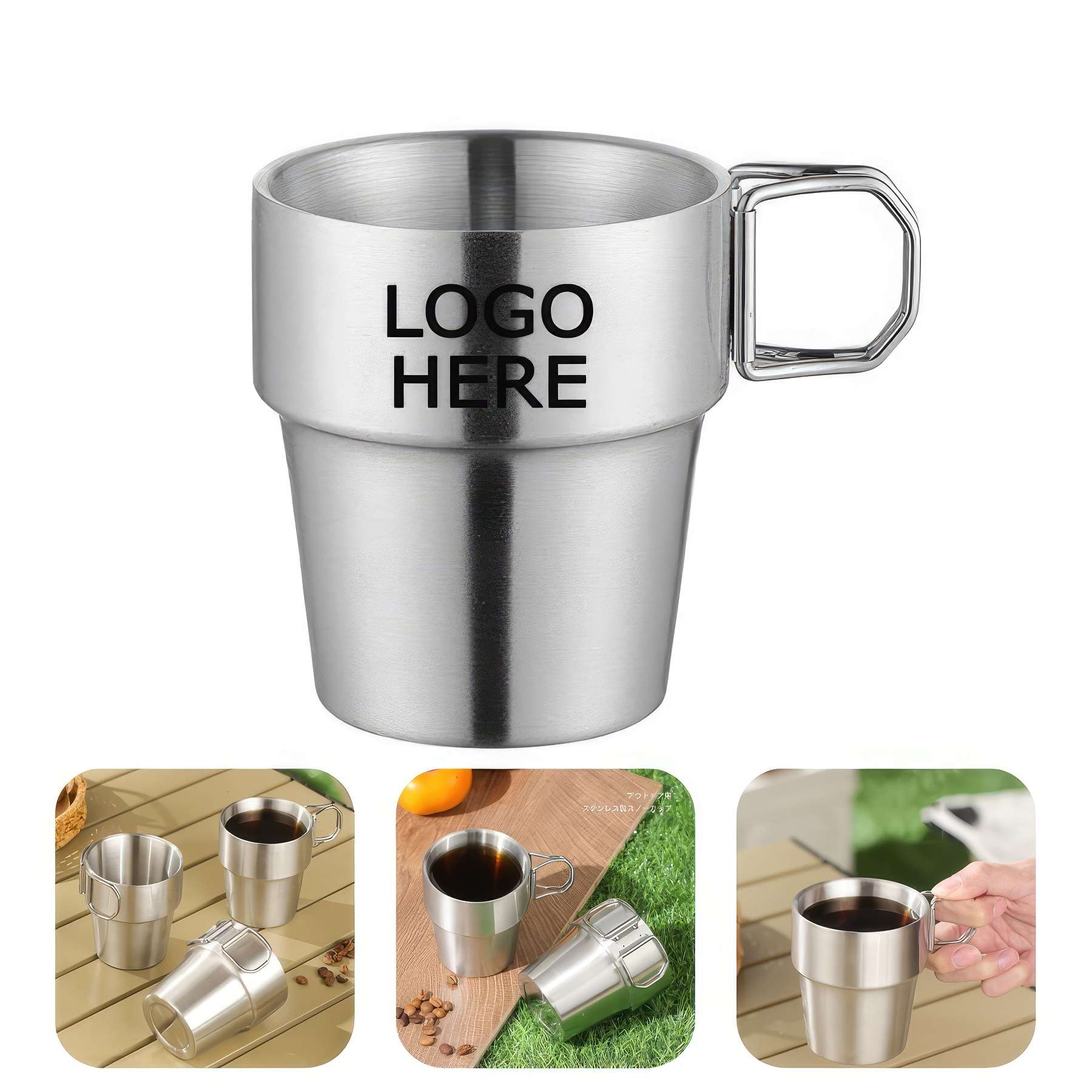 Customized Camping Coffee Cup With Folding Handle 2