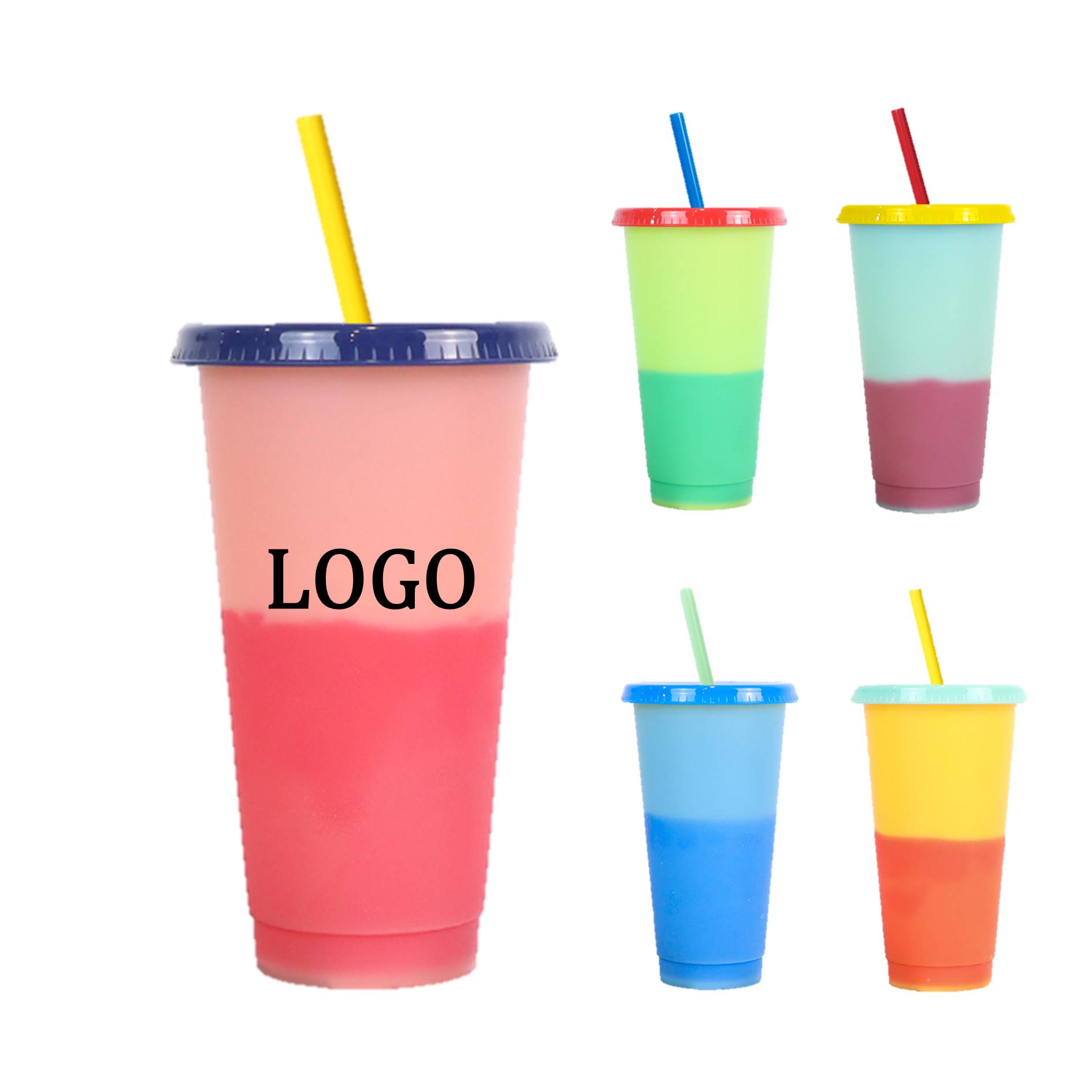 24 Oz. Color Changing Stadium Cup w/Straw & Lid 3