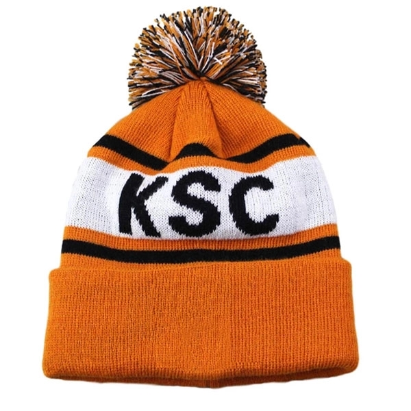 Custom Knitted Pom Jacquard Beanie 3