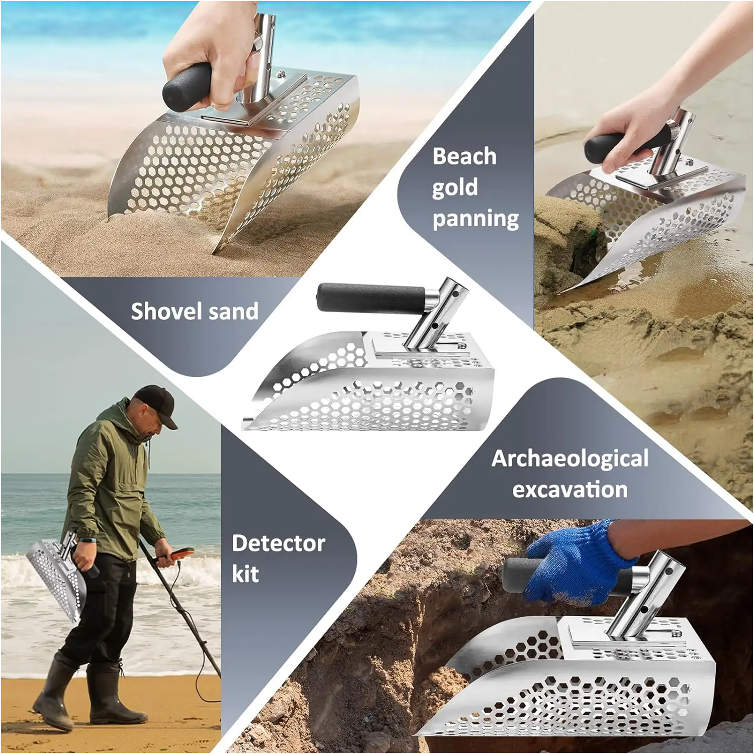 Long Handle Metal Detector Sand Shovel 5