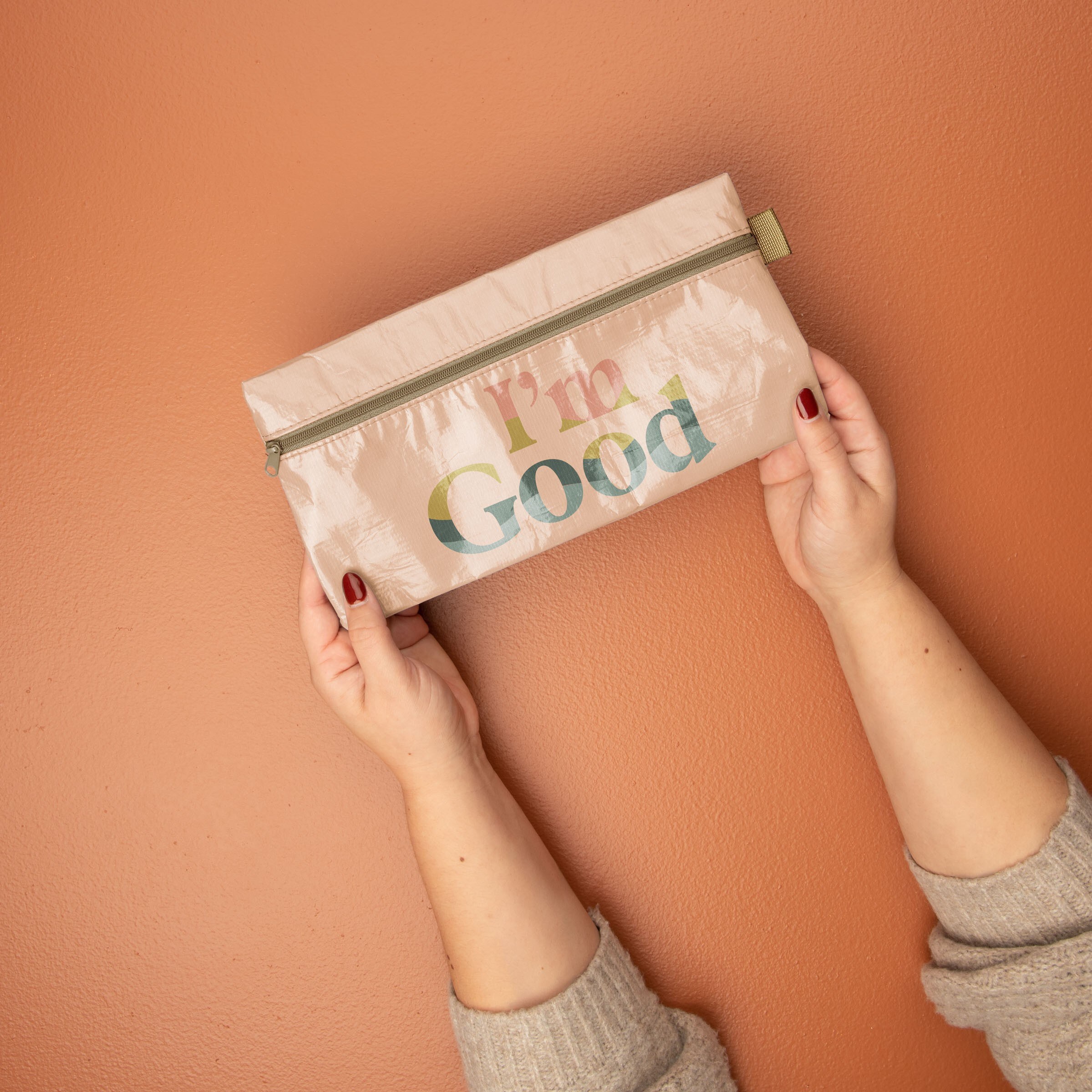 ZIP FRONT POUCHES - LAMINATED NON-WOVEN RPET - LARGE