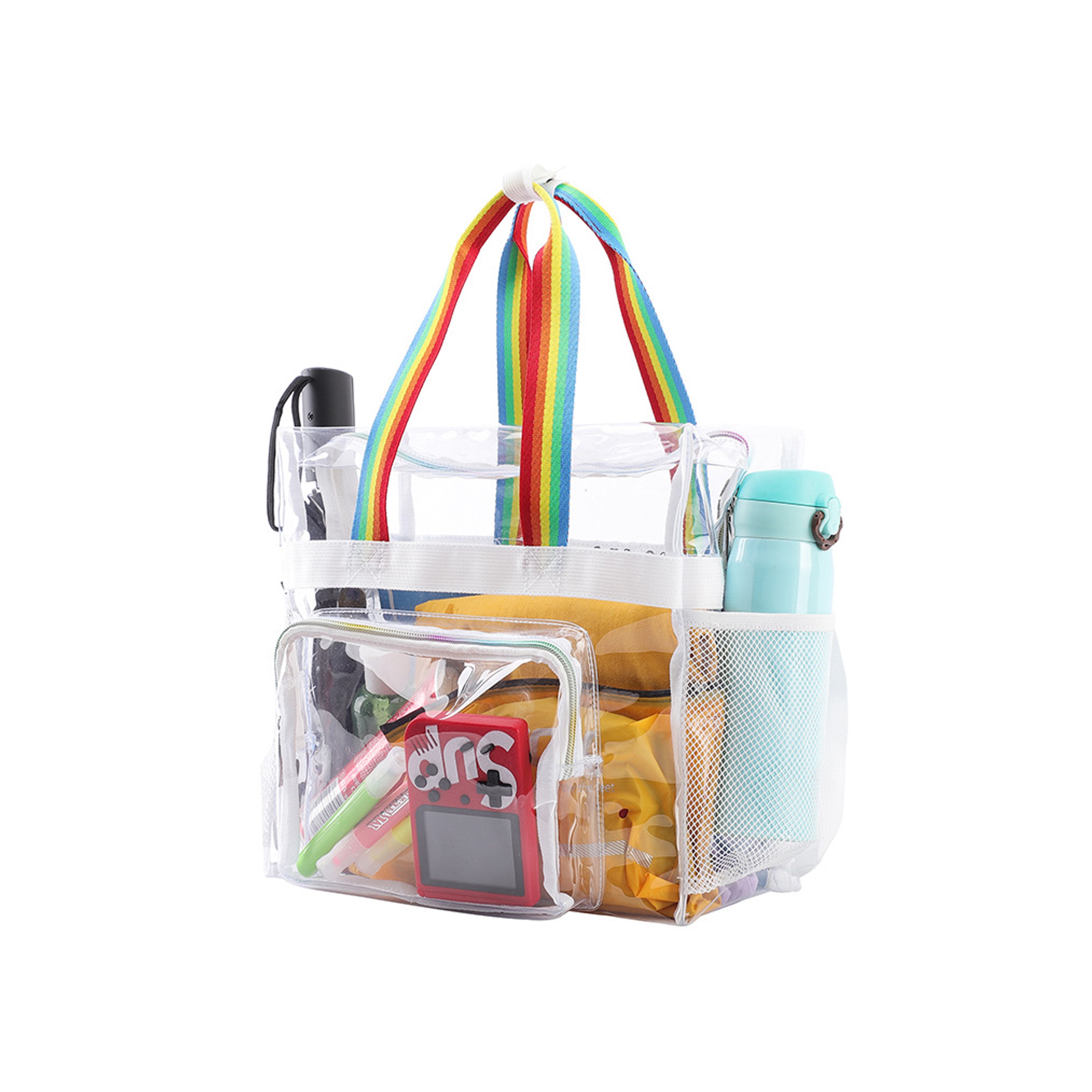 Clear Tote Bag with Rainbow Strap (direct import) 2