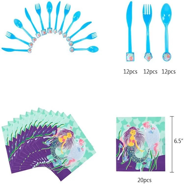 Party Supplies Set Serves 6 Blue Paper Plates 6