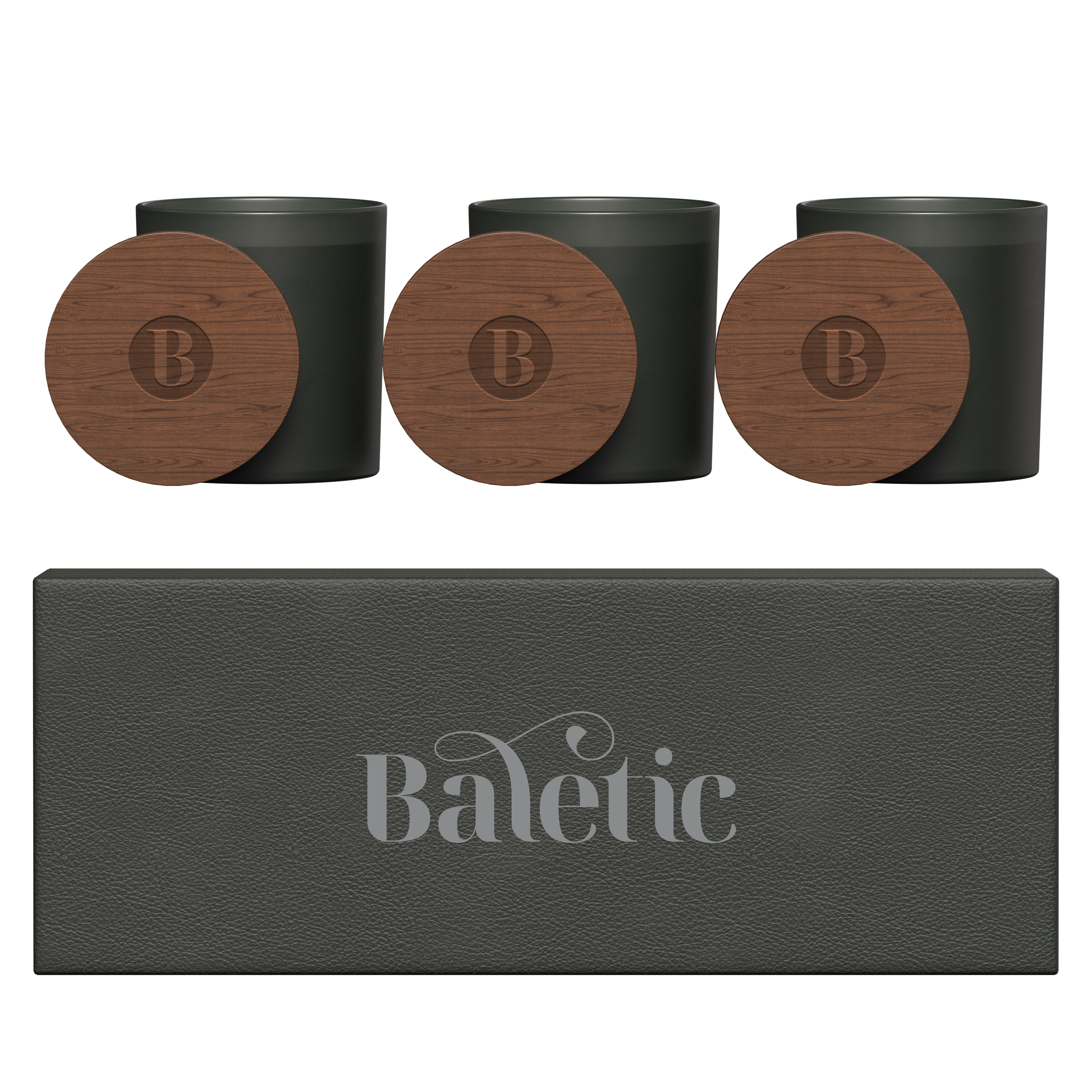 Vista glass candle 3-pack with acacia wood lids 38