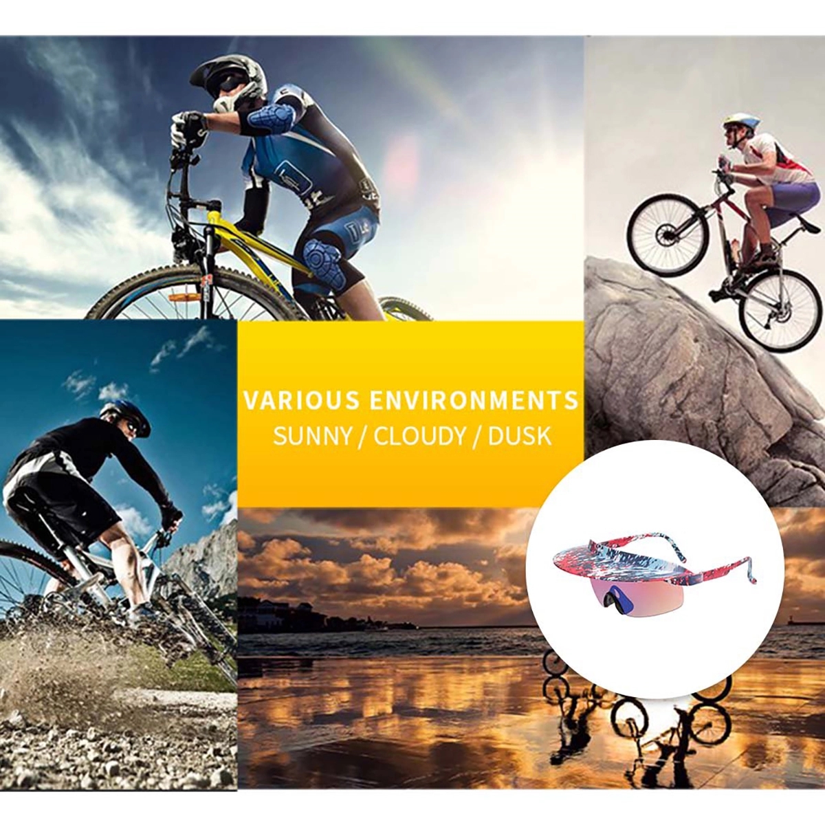 Colorful Universal Weatherproof Cycling Sunglasses 2