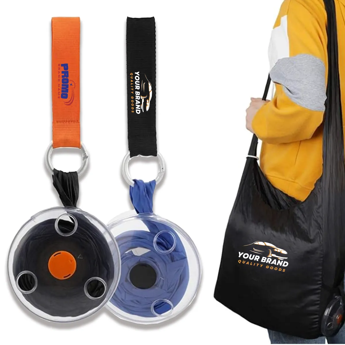 4Pcs Mini Reusable Foldable Roll Up Disc Box Shopping Bag 6