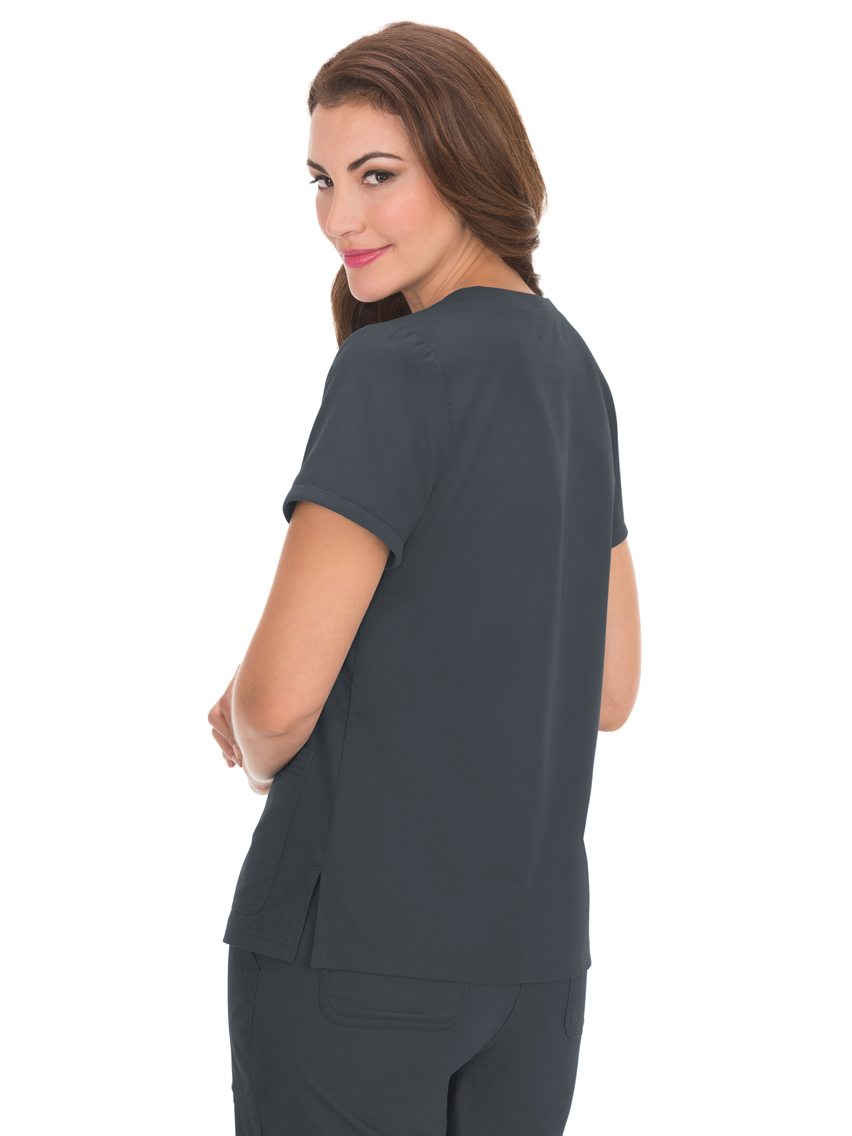 koi - Classics - Women's Three-Pocket Soft Rib Trim V-Neck Nicole Top 10