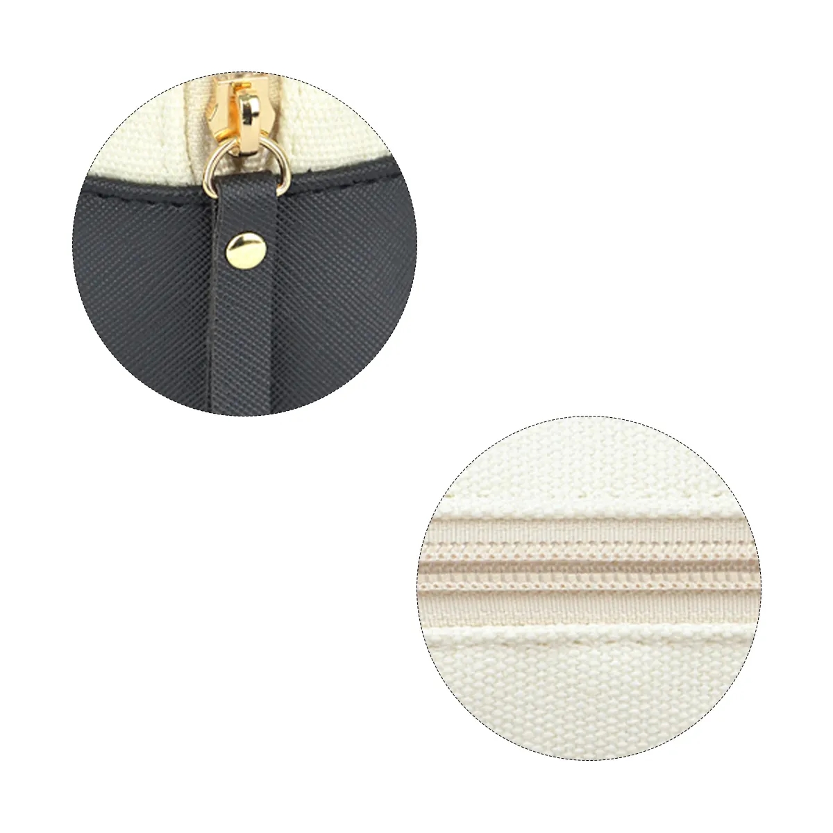 7L Canvas & PU Leather Zippered Cosmetic Makeup Bag 2
