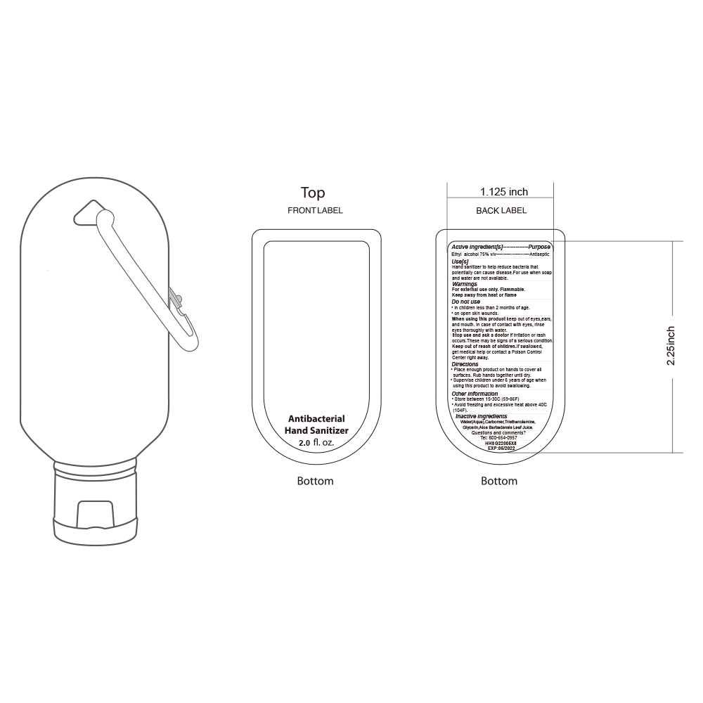Hand Sanitizer Gel 2 oz With Carabiner