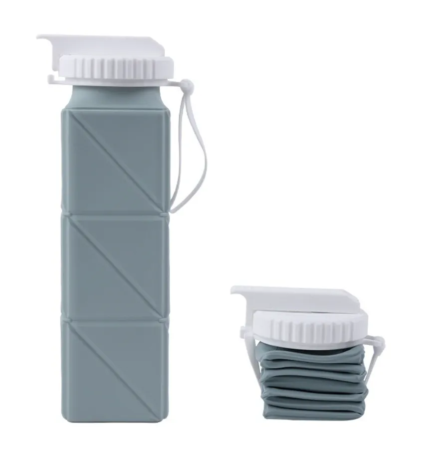 Collapsible Portable Silicone Water Bottle with Straw Lid 6