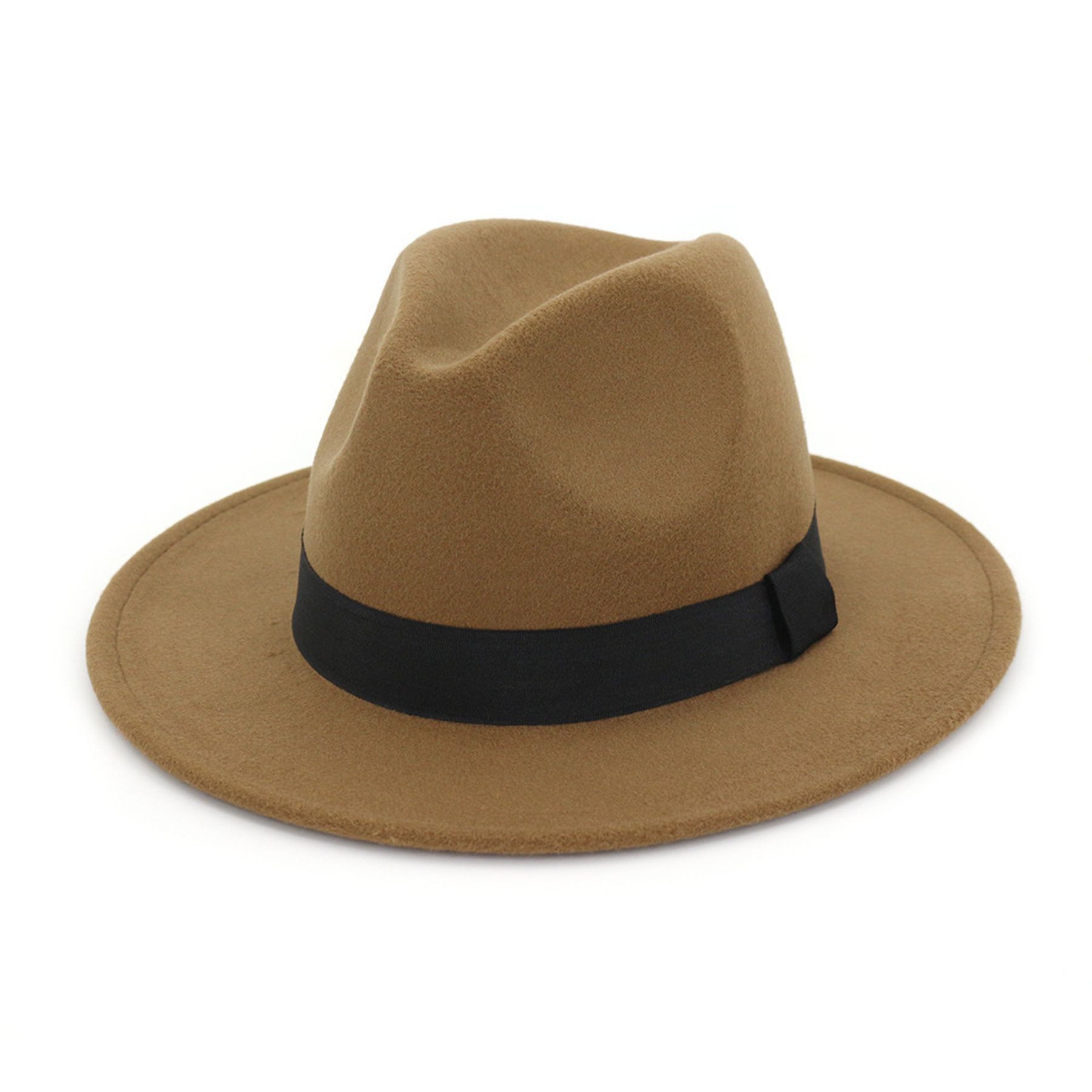 Classic Wide Brim Wool Felt Panama Fedora Hat Jaze Cap 3