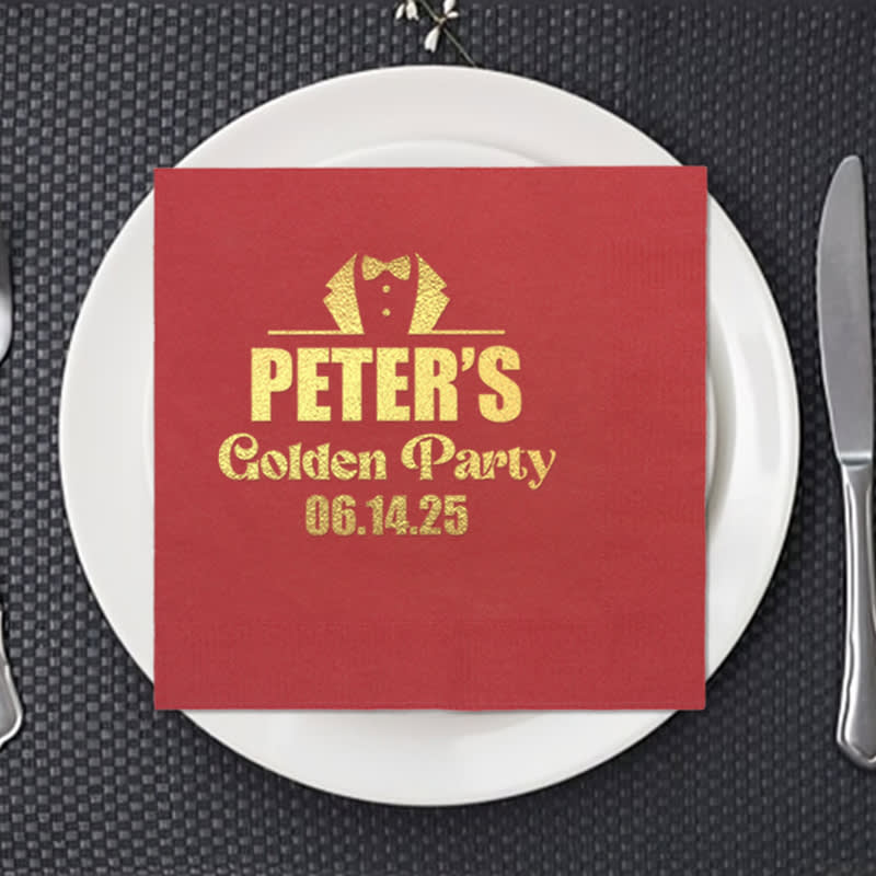 Foil Stamped Square Dinner Napkins 12