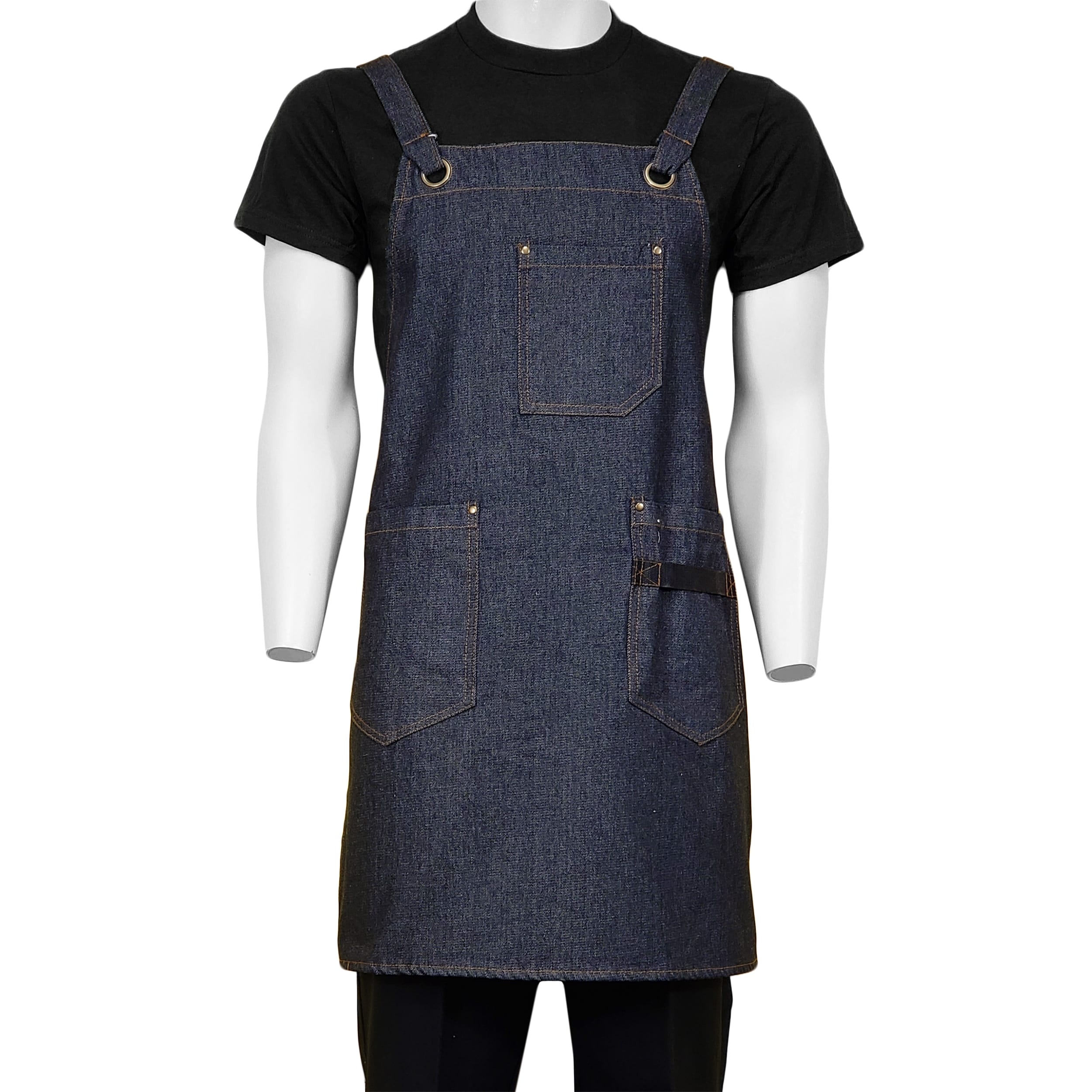 26 in. x 31 in. Denim Cross Back Apron with Pockets (BLANK) 7