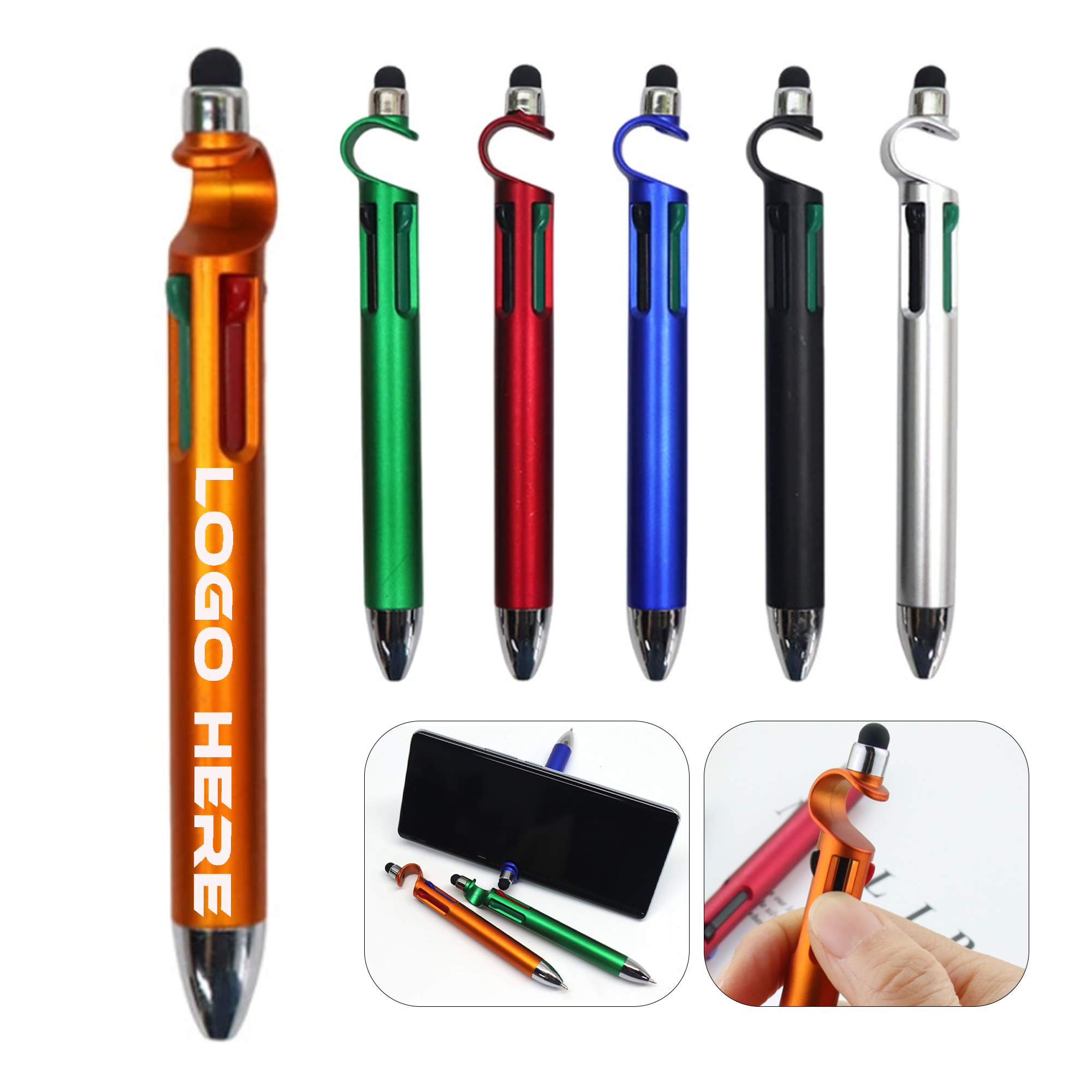 Multi-Color 4-In-1 Ballpoint Pen With Touchscreen Stylus 2