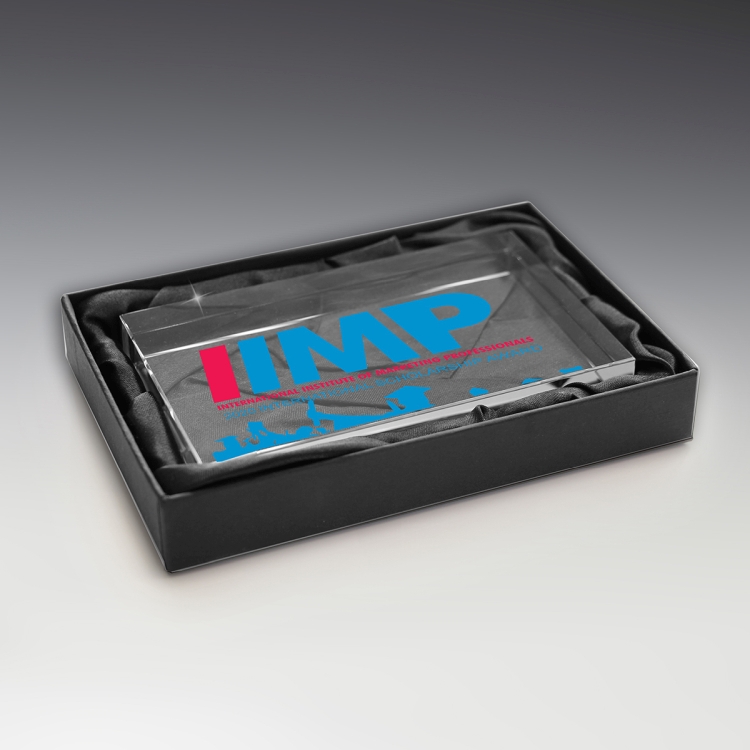 3" x 5" x 3/4" Glass Rect. Paperweight - 8513S (Screen Print), 8513P (4Color Process) 8