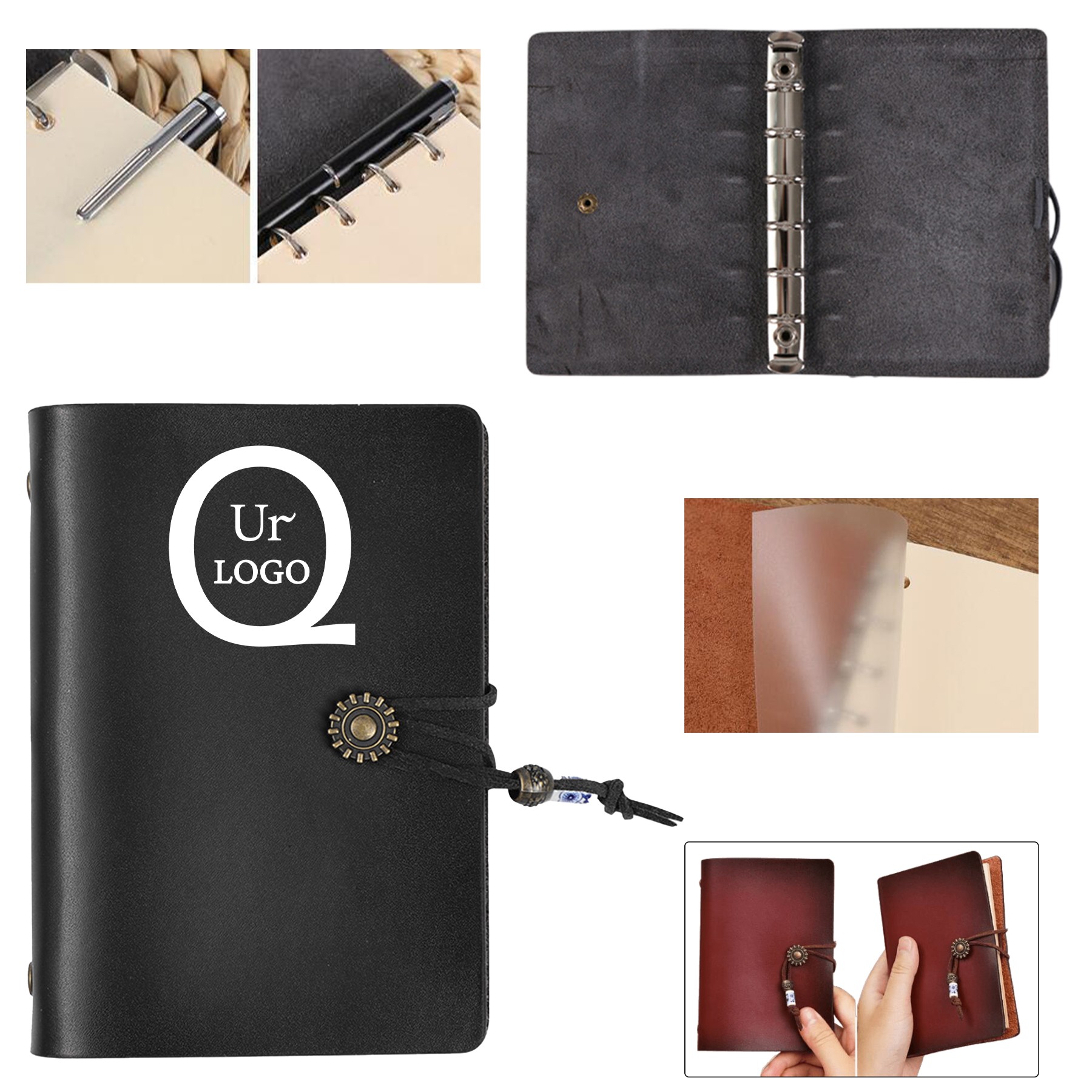 A7 Retro Leather Refillable Notebook W/ String Closure 1