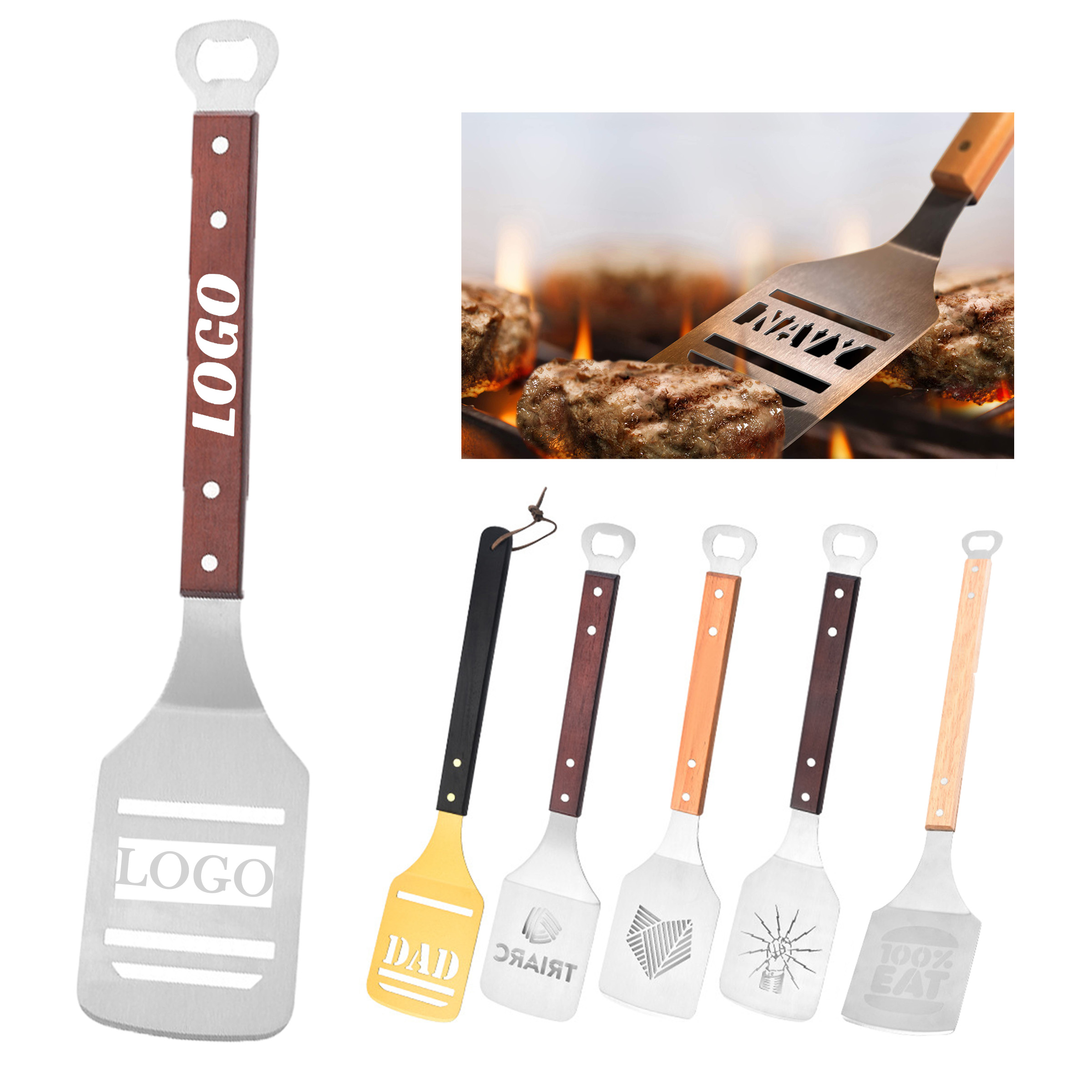 Barbecue Frying Spatula With Wooden Handle 2