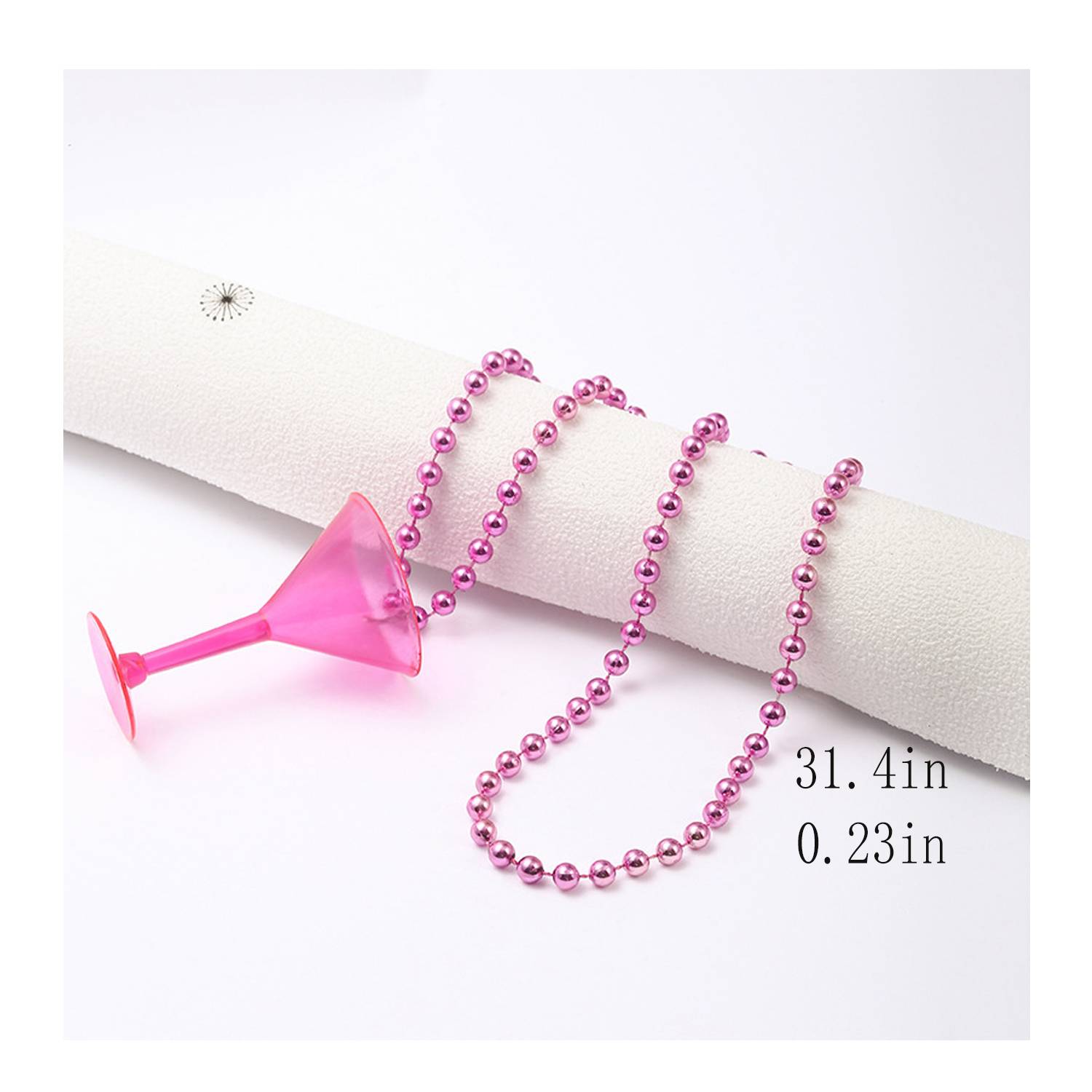 Fashion Plastic Goblet Shot Glass With Bead Necklace 3