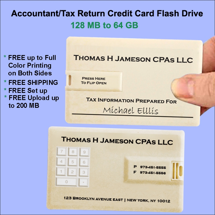 Accountant Tax Return Slim Card Flash Drive - 2 GB Memory